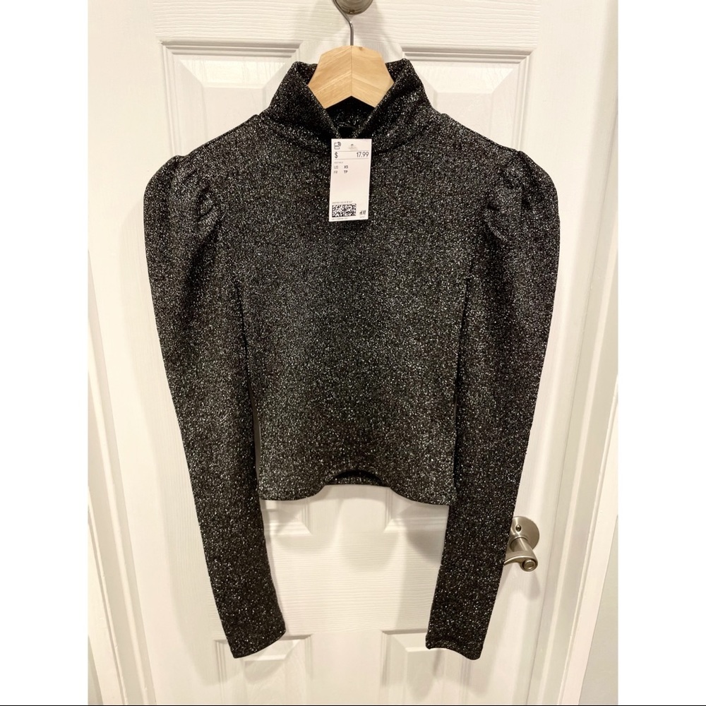 Black glitter long sleeved top